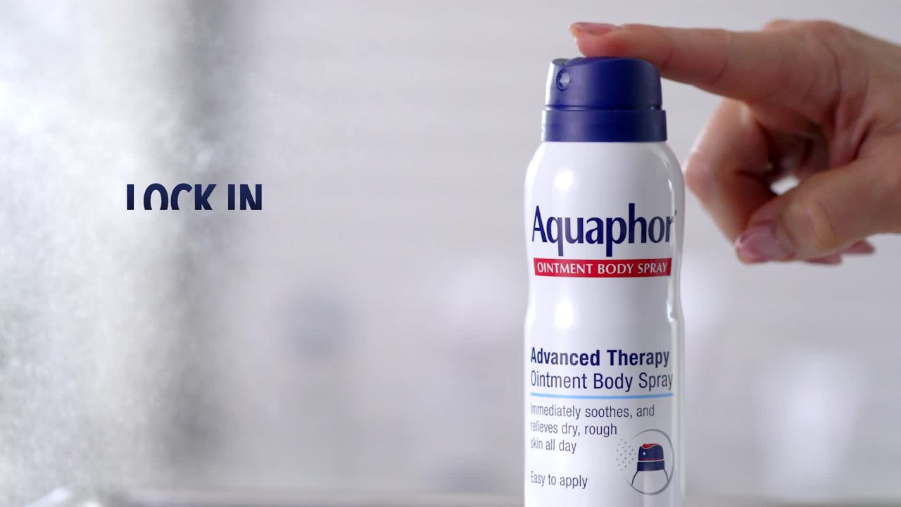 thumbnail video image 2 of Aquaphor Healing Ointment Body Spray, Moisturizing Body Spray, 6.2 Oz Bottle, 2 of 9