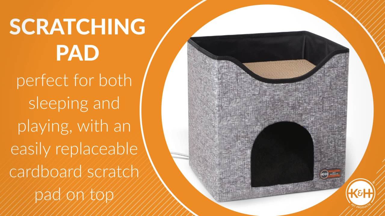 thumbnail video image 2 of K&H Pet Products Thermo-Kitty Playhouse Classy Navy 12 X 14 Inches, 2 of 9