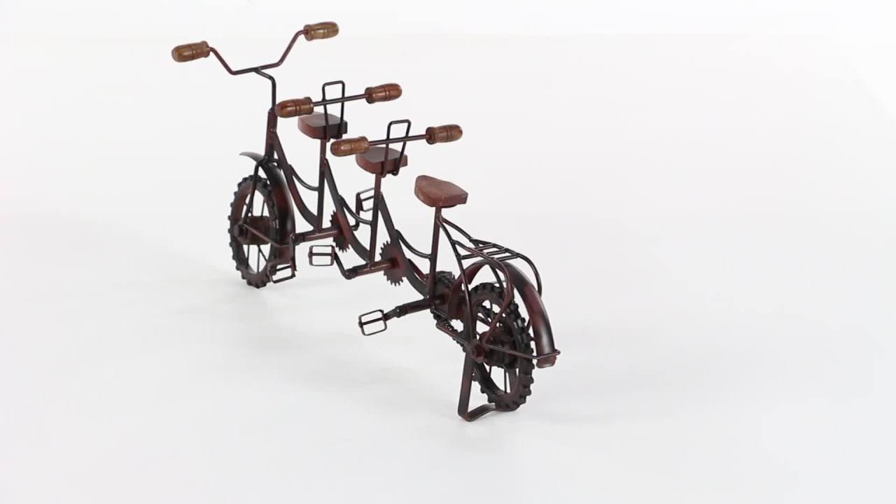 thumbnail video image 2 of 20" x 9" Brown Metal Bike Sculpture with Wood Accents, by DecMode, 2 of 11