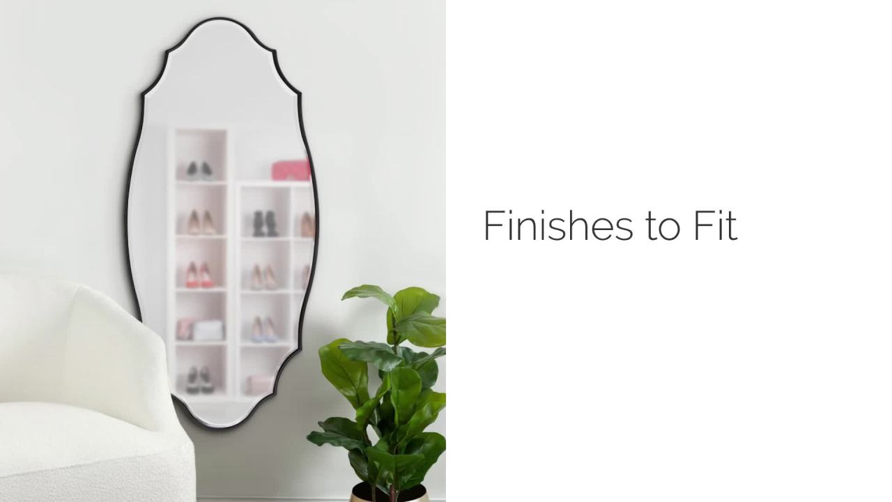 thumbnail video image 2 of Kate and Laurel Leanna Vintage Full-Length Scalloped Oval Wall Mirror, 20 x 42, Dark Bronze, Traditional Oval Framed Mirror with Slight Beveled Frame and Modern Scallop Styling, 2 of 8