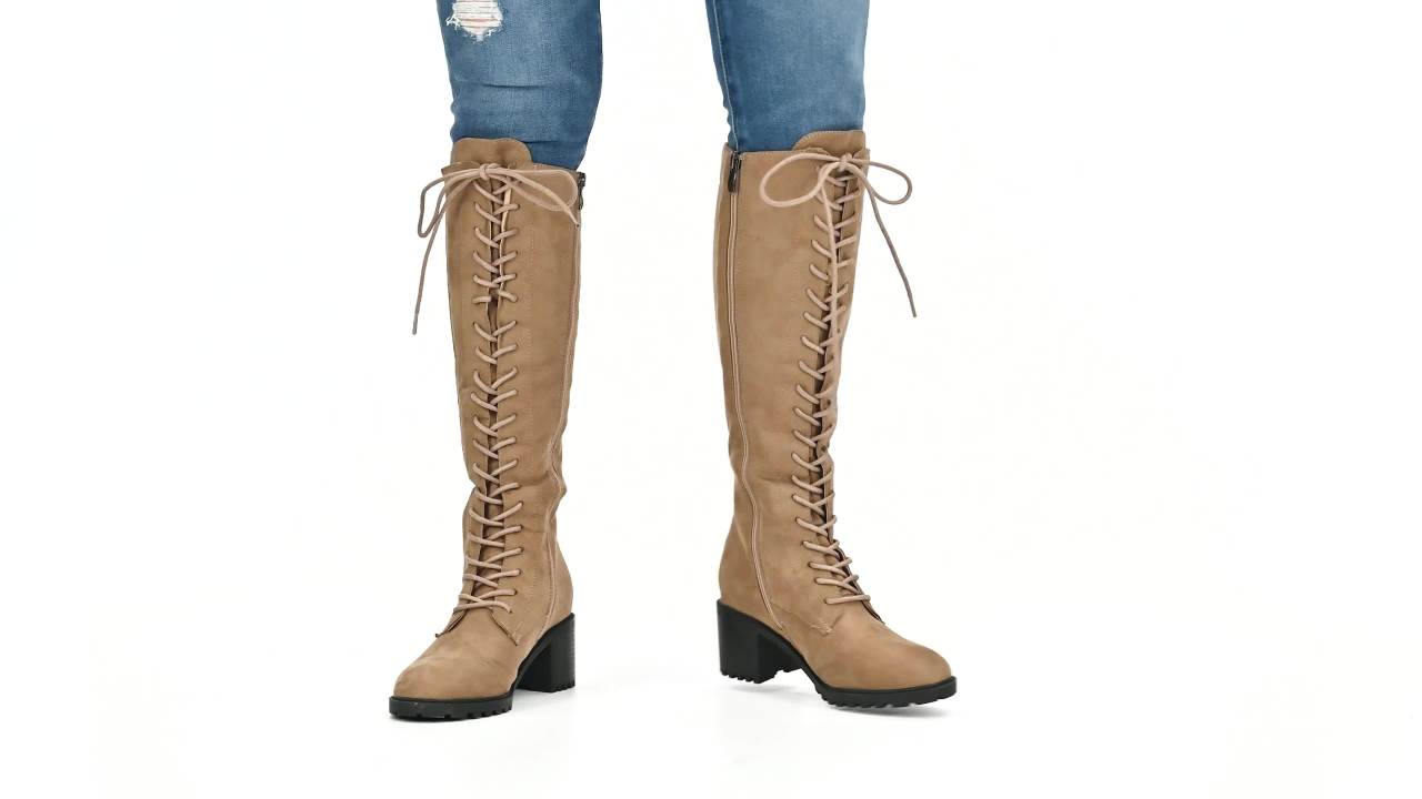 thumbnail video image 2 of Journee Womens Jenicca Stacked Heel Knee High Boots, 2 of 10