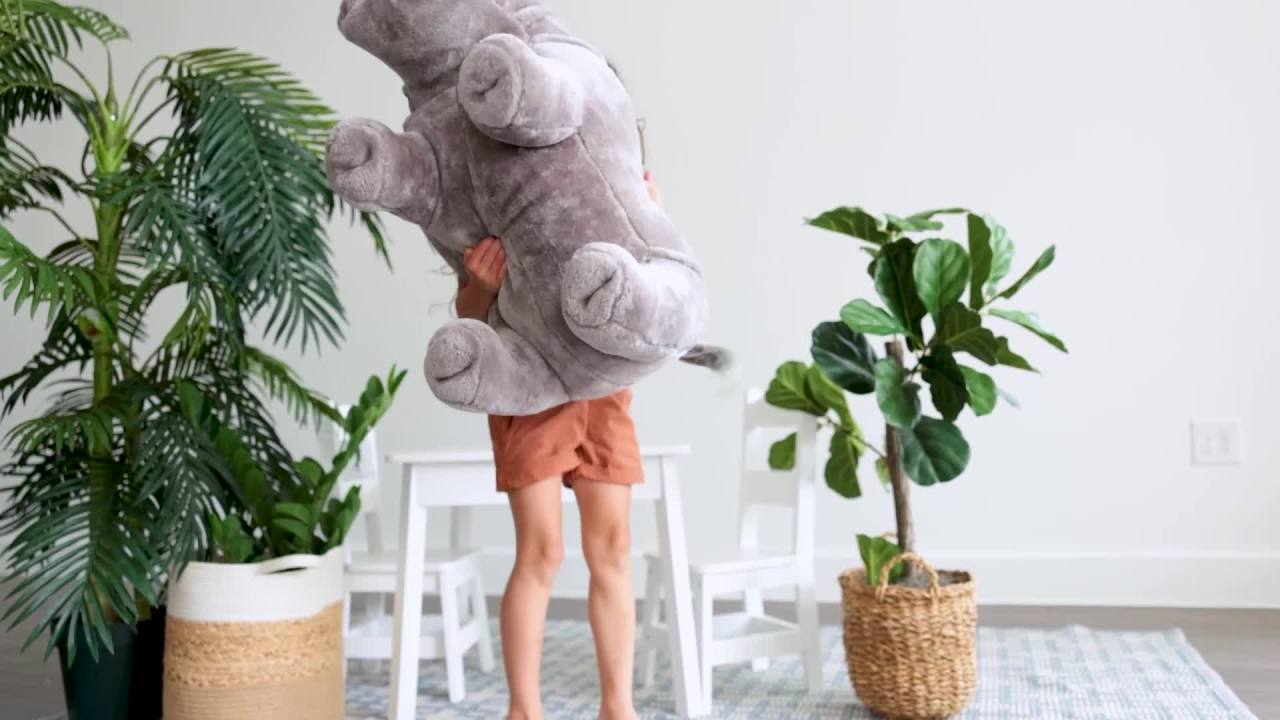 thumbnail video image 2 of Melissa & Doug Giant Hippopotamus - Lifelike Stuffed Animal (over 2 feet long), 2 of 10