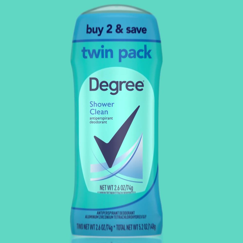 Degree Long Lasting Women's Antiperspirant Deodorant Stick Twin Pack, Shower Clean, 2.6 oz - image 2 of 8