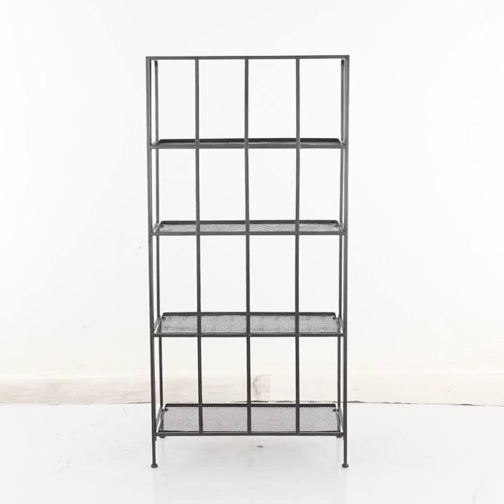 thumbnail video image 2 of DecMode 24" x 49" Black Metal Indoor Outdoor Tall Folding 4 Shelves Bakers Rack, 1-Piece, 2 of 10