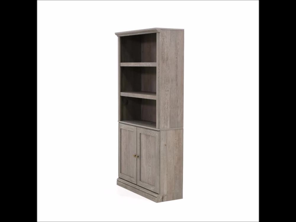 Sauder 5Shelf Bookcase with 2 Doors, Mystic Oak Finish