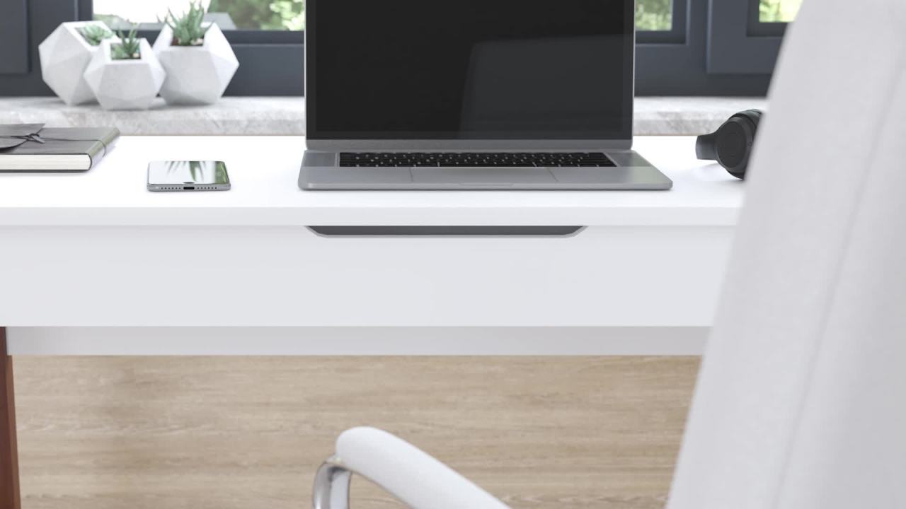 thumbnail video image 2 of Flash Furniture Darla Rectangular Computer Desk with Storage Drawer, White, 2 of 13
