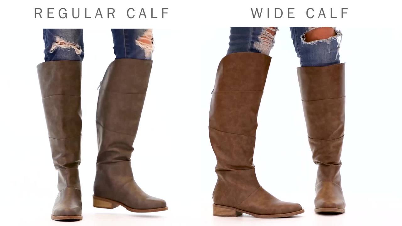 thumbnail video image 2 of Womens Comfort Wide Calf Faux Leather Knee-high Boot, 2 of 8