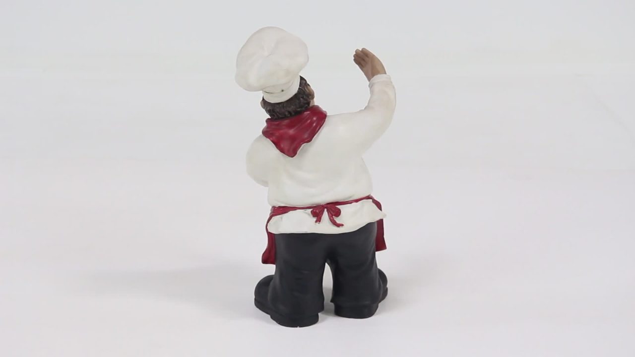 thumbnail video image 2 of 8" x 14" Red Polystone Chef Sculpture with Wine Holder Slot, by DecMode, 2 of 10