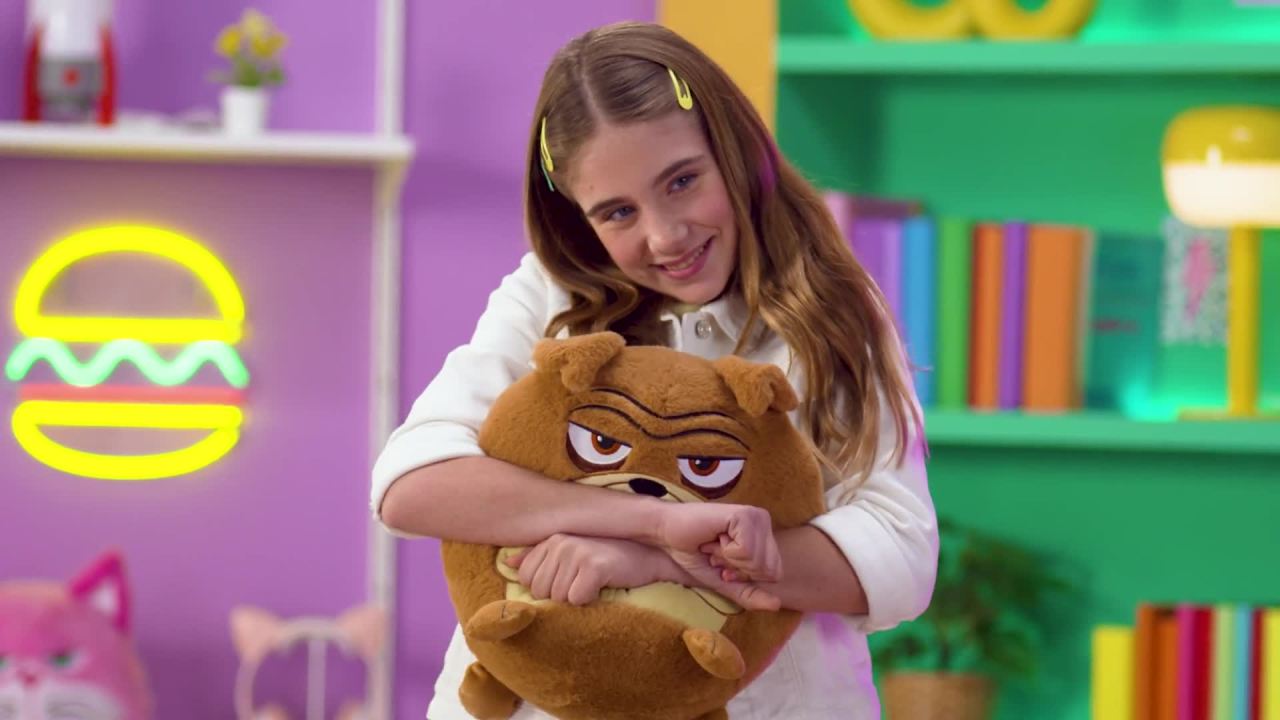 thumbnail video image 2 of Hangry Petz: Charlie Bulldog - 12" Brown Animal Plush, Squeeze Tummy For Sounds, Hungry Angry Expression, Embroidered Face, Soft Round Companion, Kids, 2 of 12