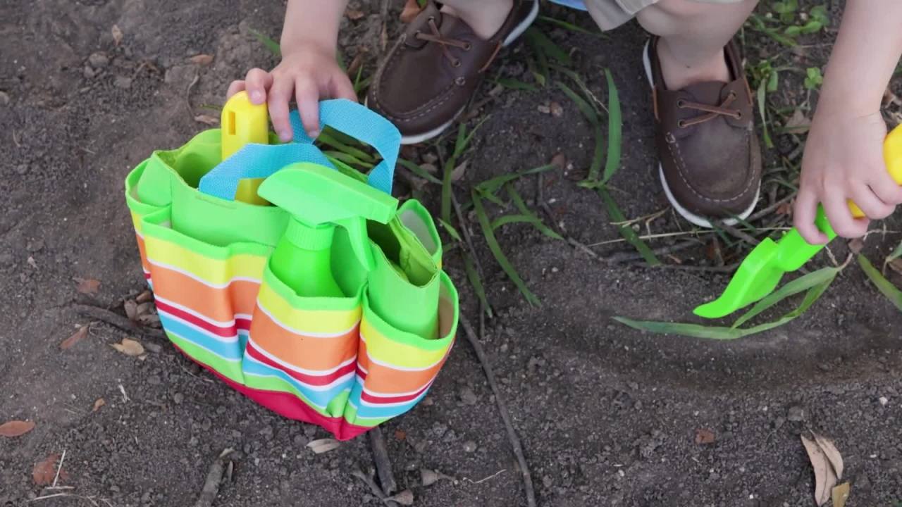 thumbnail video image 2 of Melissa & Doug Sunny Patch Giddy Buggy Toy Gardening Tote Set With Tools, 2 of 10