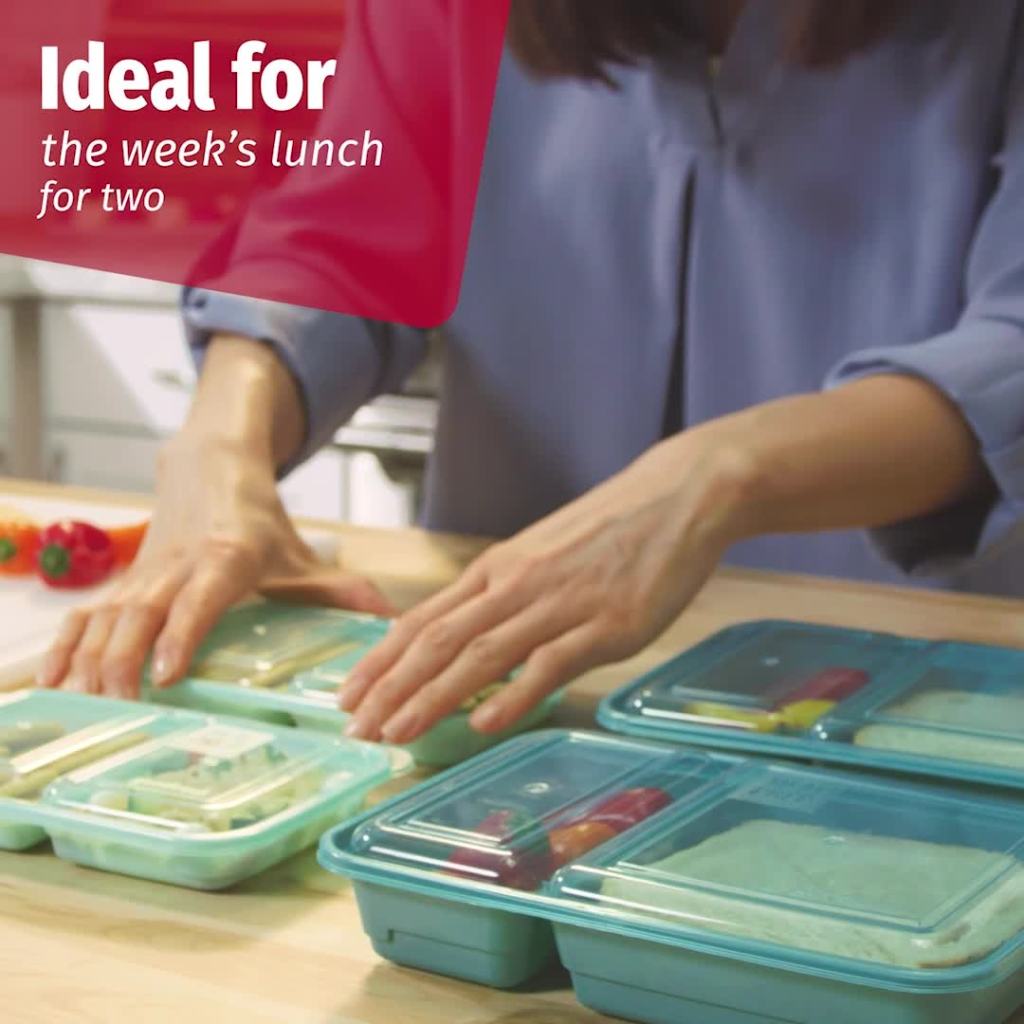 thumbnail video image 2 of GoodCook Meal Prep 30 Count Food Storage Containers with Lids, Two Compartments, BPA Free, 2 of 19