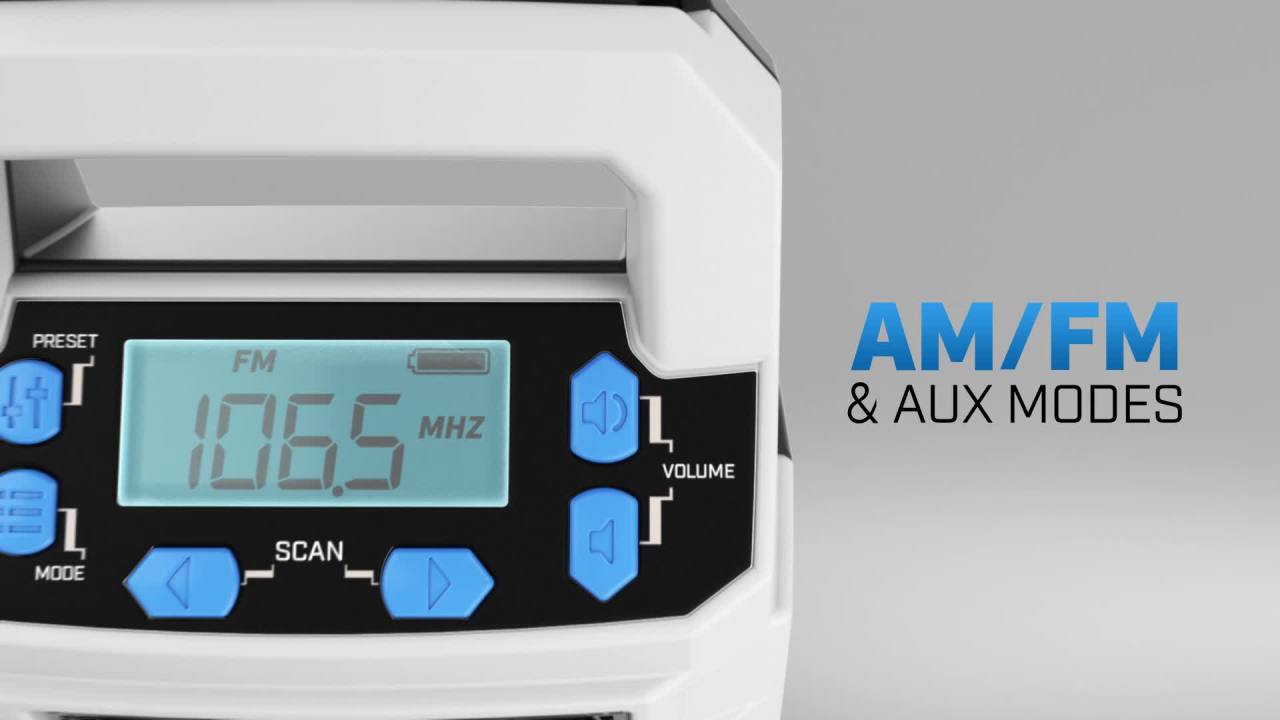 thumbnail video image 2 of HART Portable AM/FM Radio, White/Black, HPAD01, 2 of 10