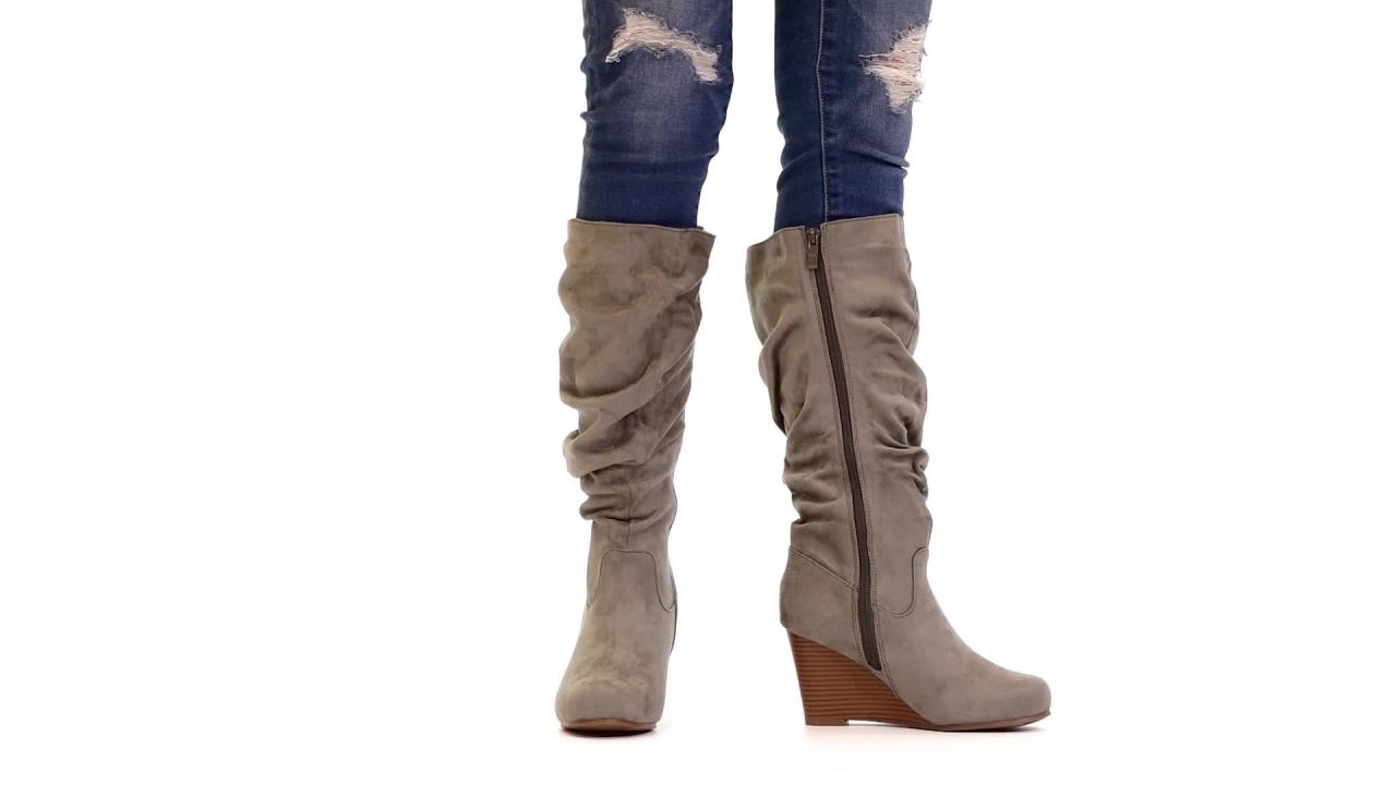 thumbnail video image 2 of Journee Womens Haze Wedge Knee High Boots, 2 of 10