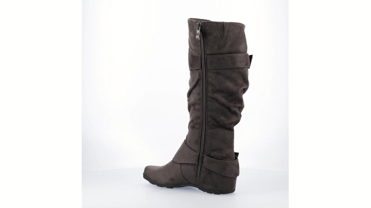 thumbnail video image 2 of Journee Womens Jester-01 Hidden Wedge Riding Boots, 2 of 9