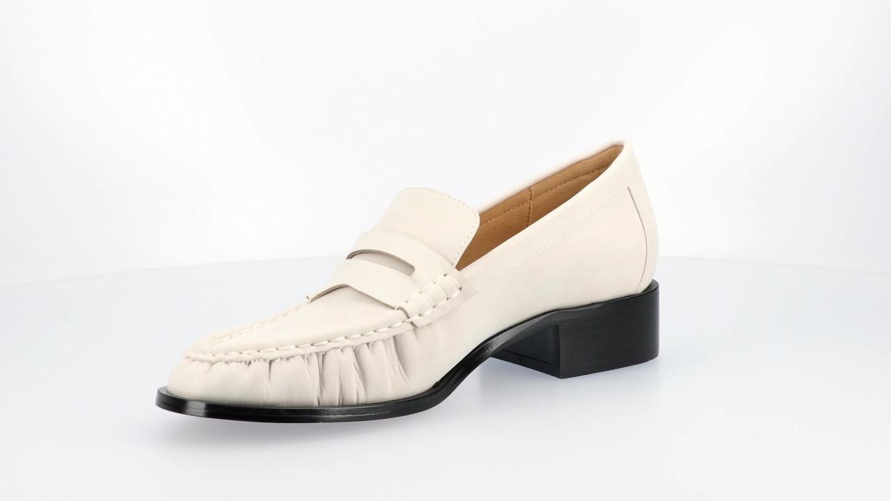 thumbnail video image 2 of Journee Womens Danna Ruched Round Toe Block Heel Comfort Penny Loafer, 2 of 10