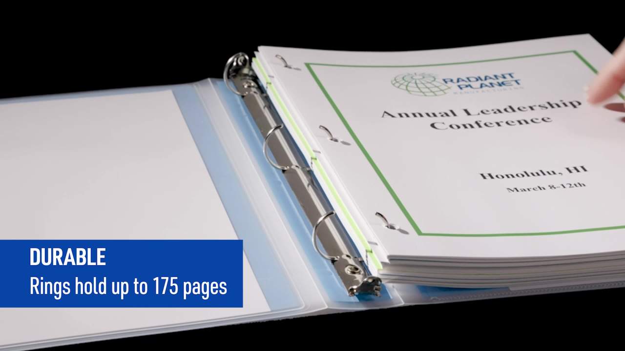 thumbnail video image 2 of Avery Flexi-View 3 Ring Binder, 1/2 inch Blue Binder (15766), 2 of 10