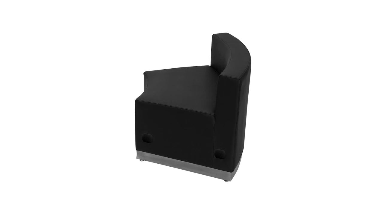 thumbnail video image 2 of Flash Furniture HERCULES Alon Series Black LeatherSoft Concave Chair with Brushed Stainless Steel Base, 2 of 5