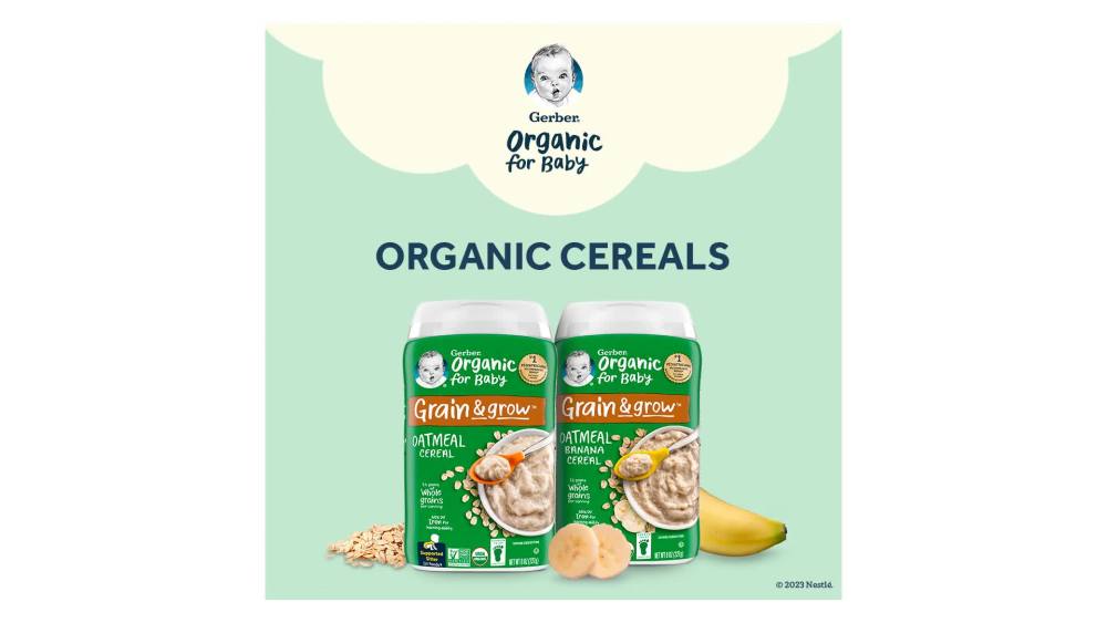 Gerber 2nd Foods Organic for Baby Grain &amp; Grow Baby Cereal, Oatmeal, 8 oz Canister - image 2 of 5
