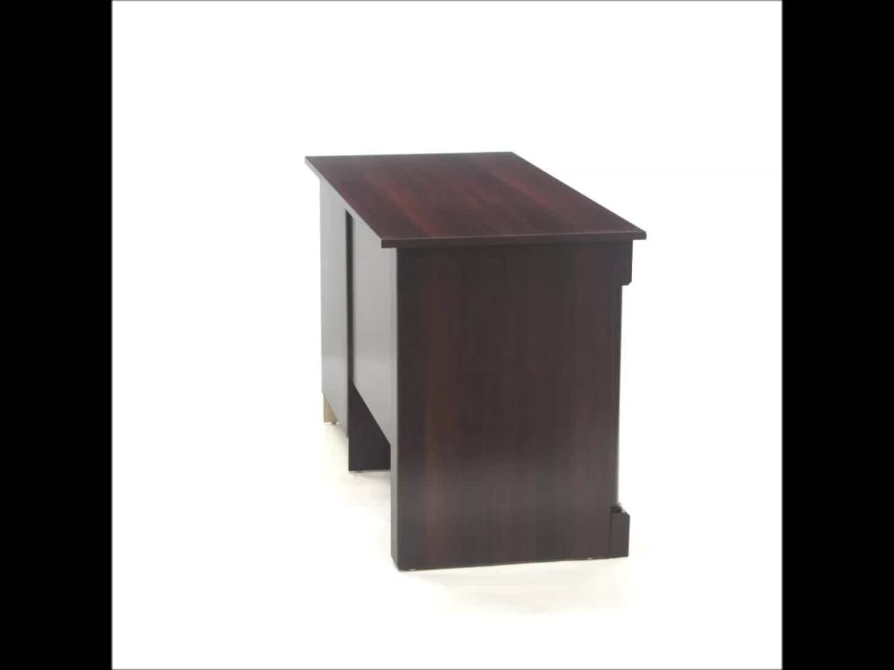 thumbnail video image 2 of Sauder Palladia Computer Desk, Select Cherry Finish, 2 of 9
