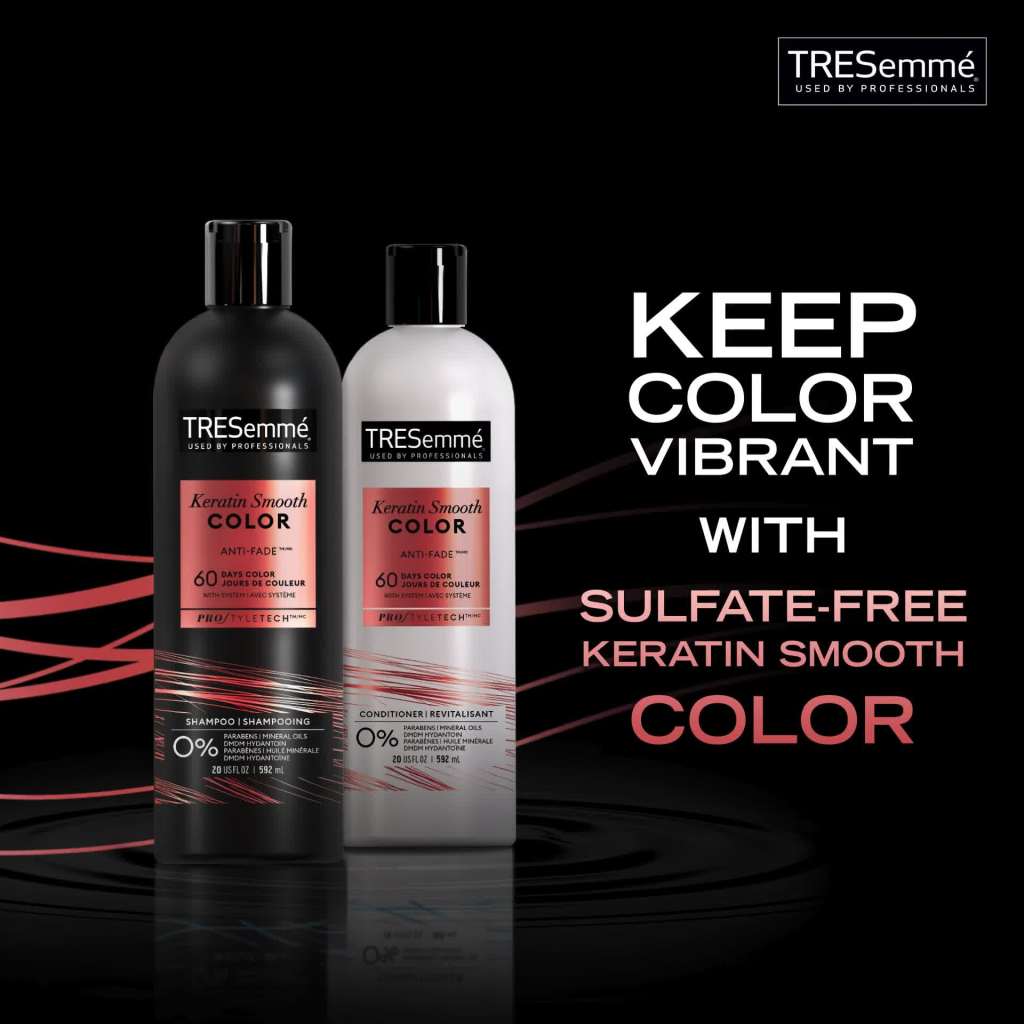 thumbnail video image 2 of Tresemme Keratin Smooth Color Anti-Fade Moisturizing Daily Shampoo 20 fl oz, 2 of 8