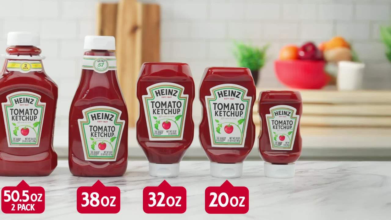 thumbnail video image 2 of Heinz Tomato Ketchup, 2 ct Pack, 50.5 oz Bottles, 2 of 15