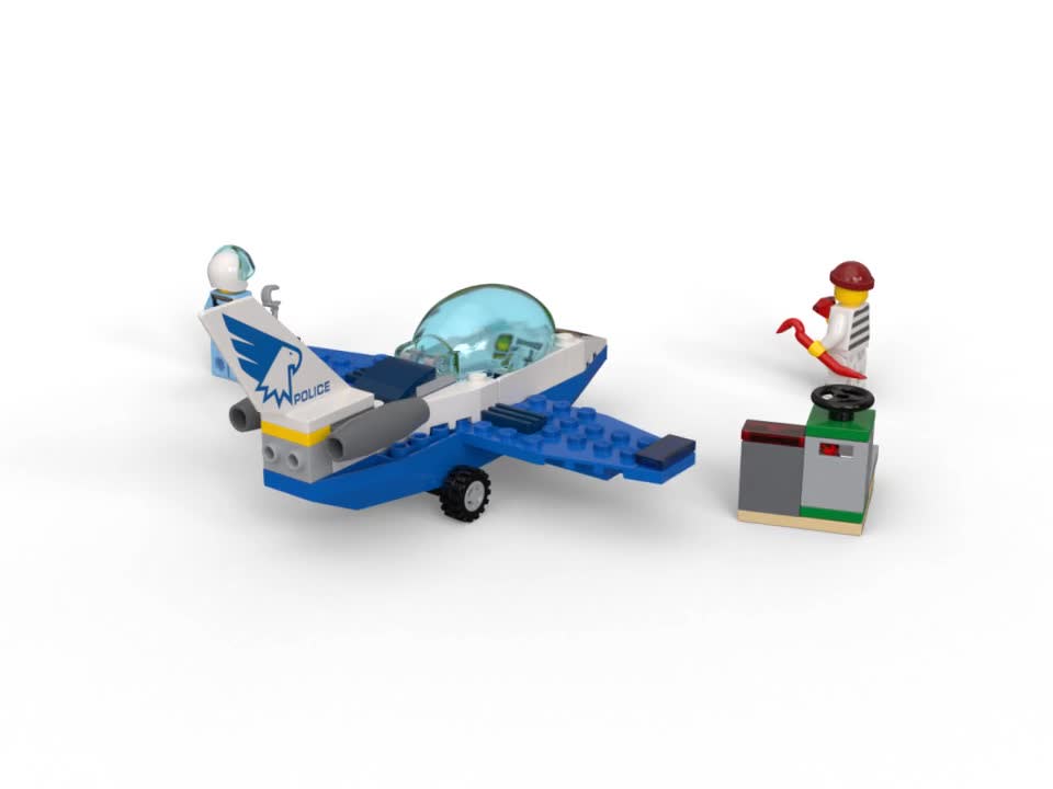 thumbnail video image 2 of LEGO City Police Sky Police Jet Patrol Airplane Toy 60206, 2 of 8
