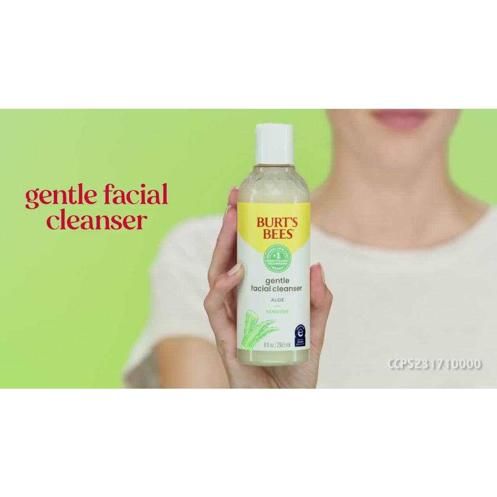 thumbnail video image 2 of Burt's Bees Gentle Facial Cleanser for Sensitive Skin, with Aloe Vera, 8 Fl Oz, 2 of 6