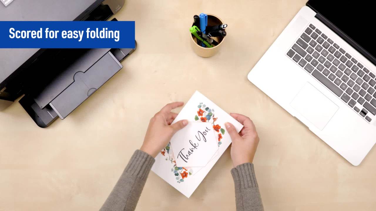 thumbnail video image 2 of Avery Half-Fold Greeting Cards & Envelopes, Textured White (3378), 2 of 10