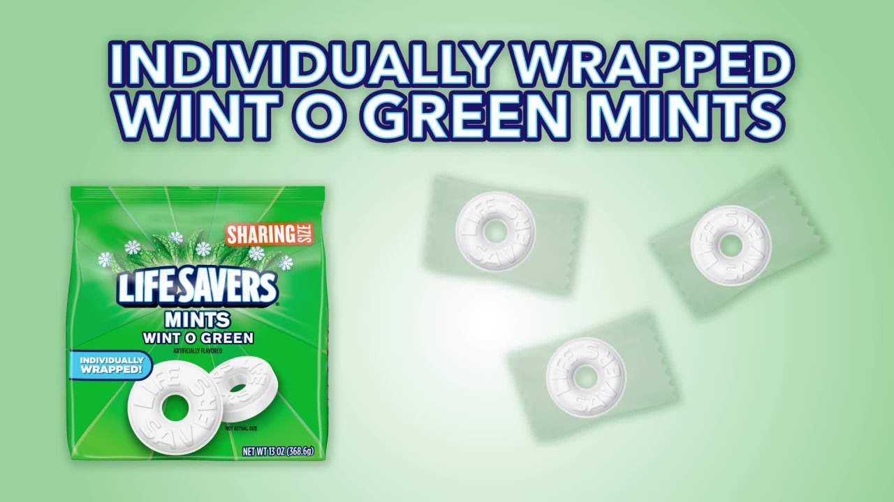 thumbnail video image 2 of Life Savers Wint-O-Green Breath Mints Hard Candy, Sharing Size - 13 oz, 2 of 13