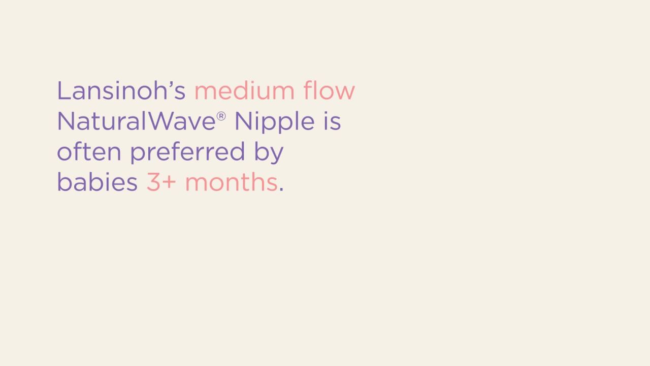thumbnail video image 2 of Lansinoh NaturalWave Baby Bottle Nipples, Anti Colic, Medium Flow, Size M, 2 Count, 2 of 13