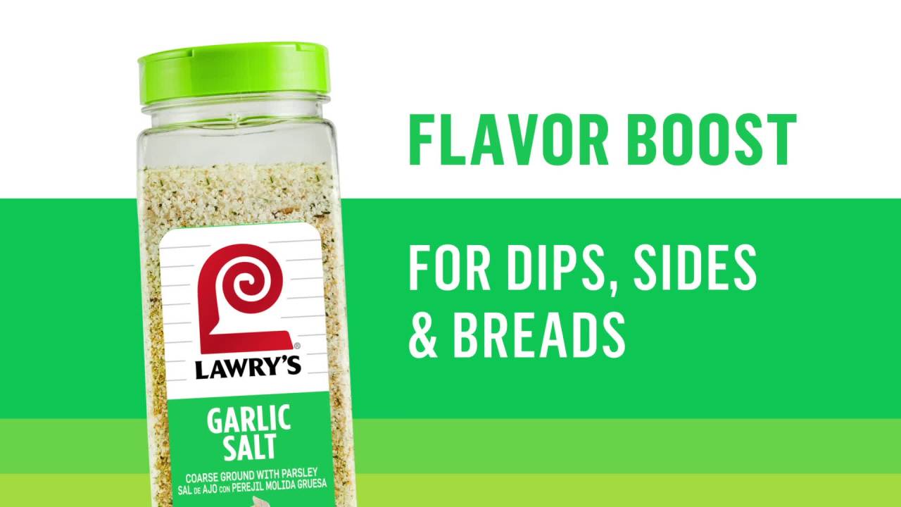 thumbnail video image 2 of Lawry's Gluten Free Coarse Ground Garlic Salt With Parsley, 33.0 oz Bottle, 2 of 27