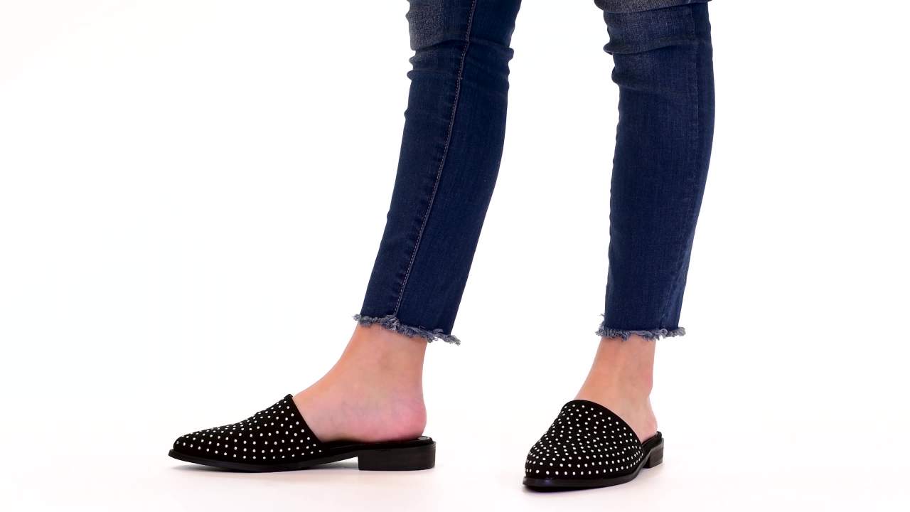 thumbnail video image 2 of Womens Studded Almond Toe Mule, 2 of 9