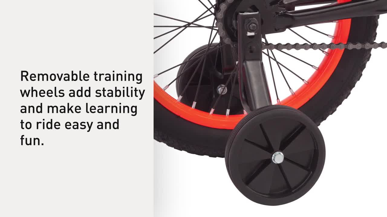 thumbnail video image 2 of Mongoose Mutant Kids BMX Style Boys Bike, 16-in. Wheels, Kids Ages 3 - 5, Black & Orange, 2 of 9