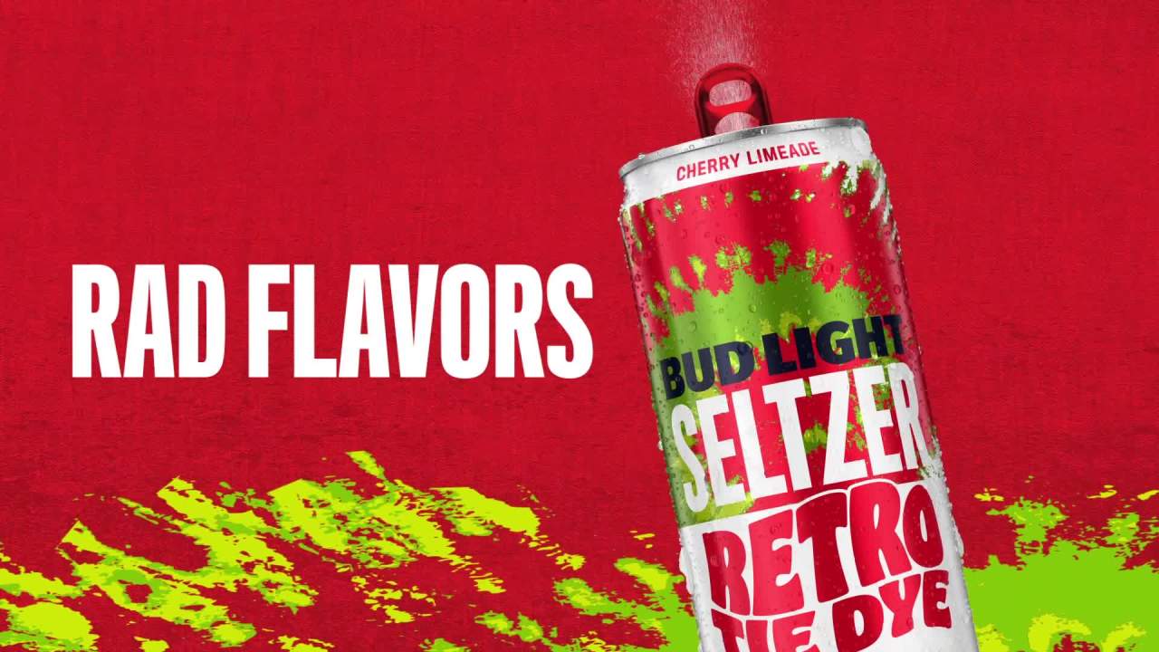 thumbnail video image 2 of Bud Light Seltzer Retro Tie Dye Hard Seltzer Variety pack, 12 pack 12 fl. oz. Aluminum Cans, 5 % ABV, 2 of 5