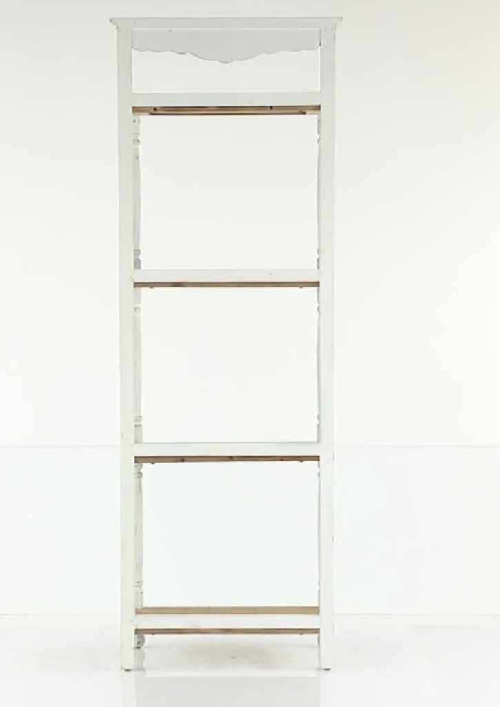 thumbnail video image 2 of DecMode 25" x 71" White Wood Floral Intricately Carved 4-Tier Shelving Unit, 1-Piece, 2 of 10