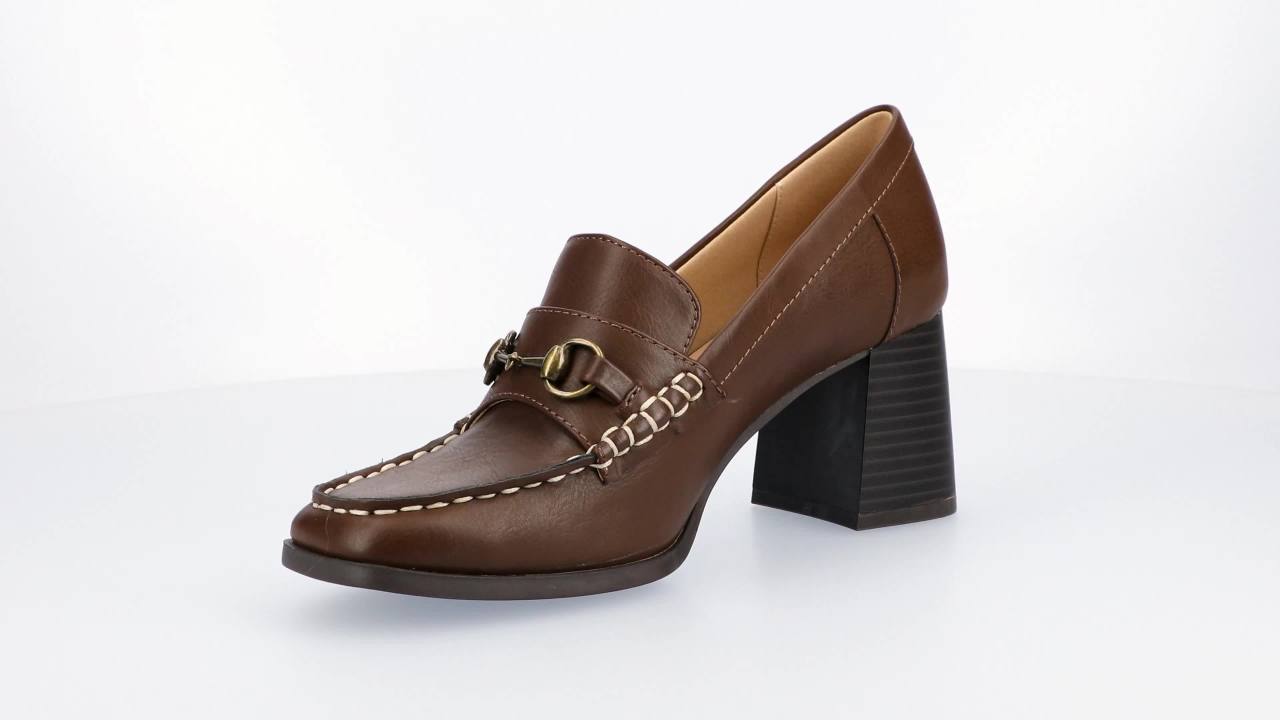 thumbnail video image 2 of Journee Womens Aisha Moc Toe Stacked Heel Comfort Pumps, 2 of 10