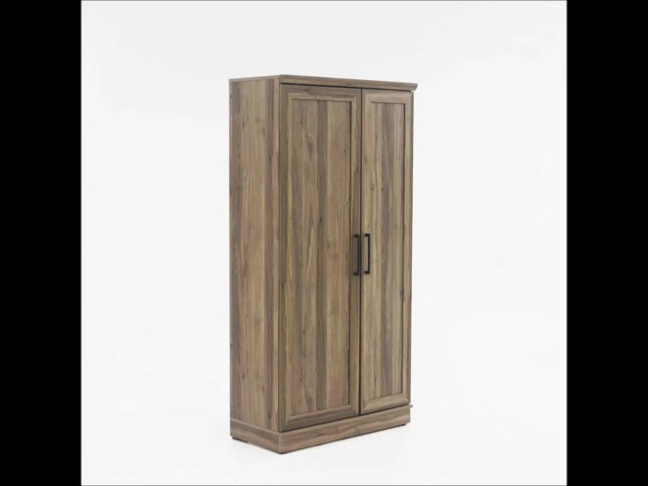 thumbnail video image 2 of Sauder Homeplus 3-Shelf Storage Cabinet, Salt Oak Finish, 2 of 11