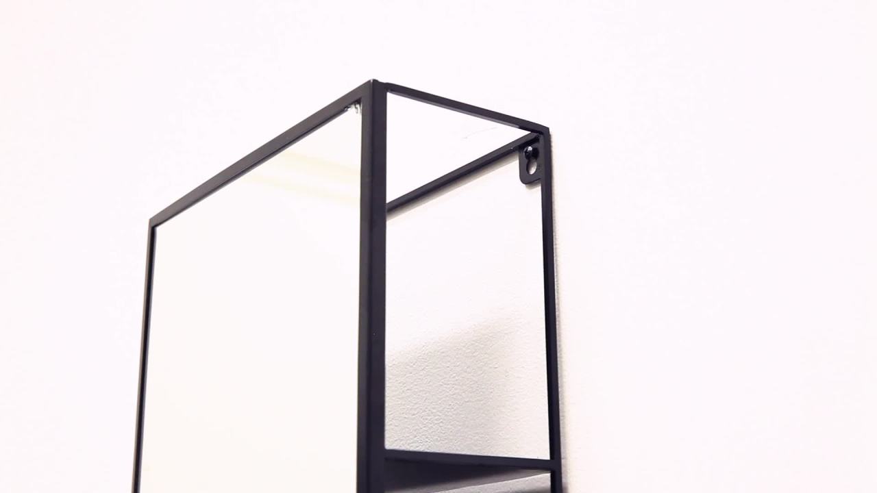 thumbnail video image 2 of Umbra Cubiko Rectangular Wall Mirror & Storage Unit 12x5x24" Black, 2 of 7