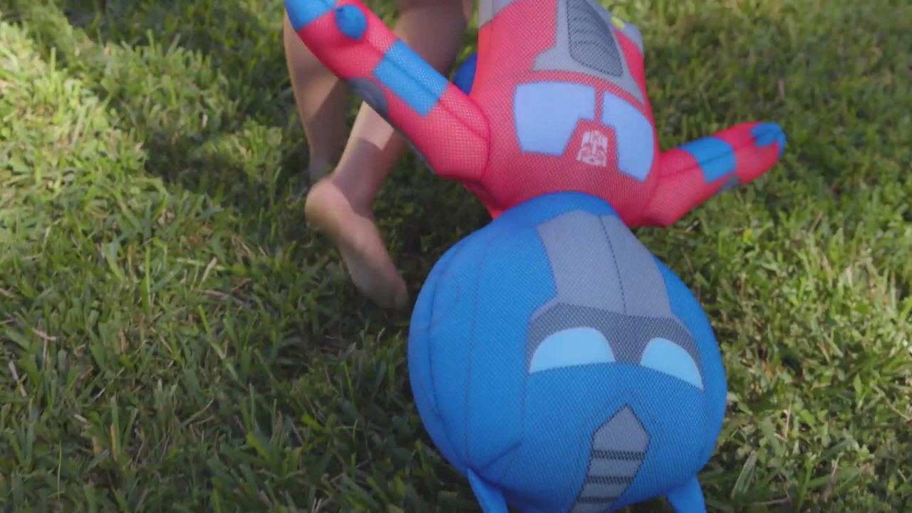 thumbnail video image 2 of Wahu Hasbro Aqua Pals Transformers Bumblebee Medium- Unique Aquatic Plush Pool Toy for Children Ages 2+, 2 of 5