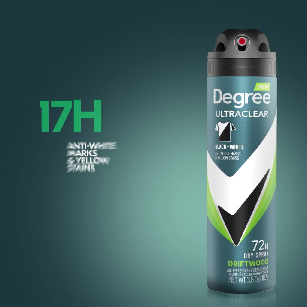 thumbnail video image 2 of Degree Ultra Clear Long Lasting Antiperspirant Deodorant Dry Spray, Driftwood, 3.8 oz, 2 of 11