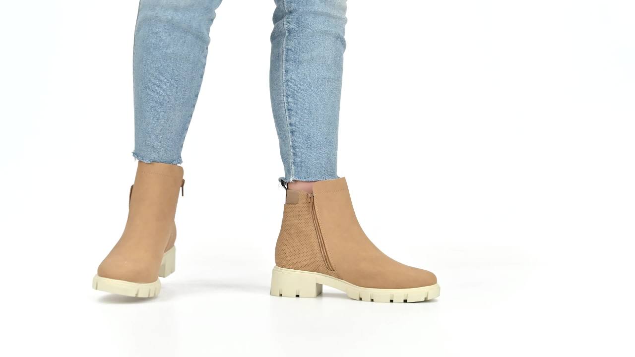 thumbnail video image 2 of Journee Womens Jeeva Inside Zip Block Heel Booties, 2 of 10