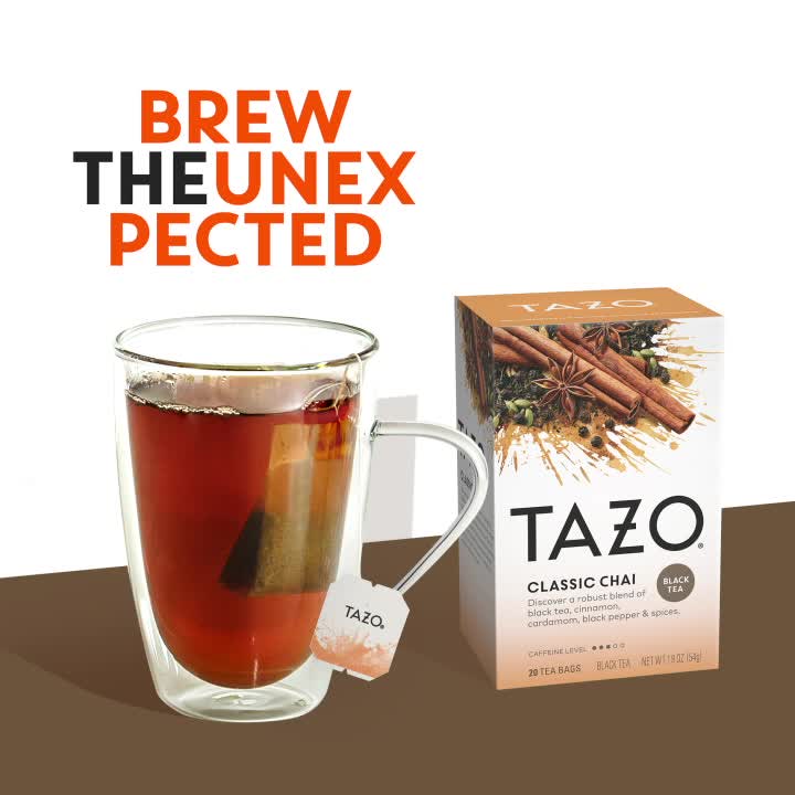 thumbnail video image 2 of Tazo, Chai Classic Black Tea, Tea Bags, 20 Count Box, 2 of 3