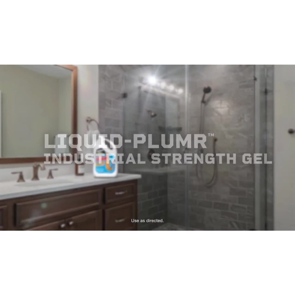 thumbnail video image 2 of Liquid-Plumr Industrial Strength Drain Clog Remover Gel, Septic Safe, Unscented, 42 fl oz, 2 of 7