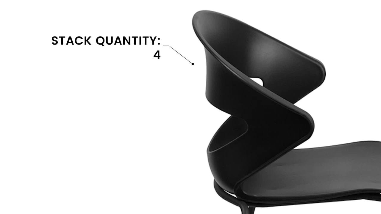 thumbnail video image 2 of Flash Furniture HERCULES Series 440 lb. Capacity Black Stack Chair, 2 of 12