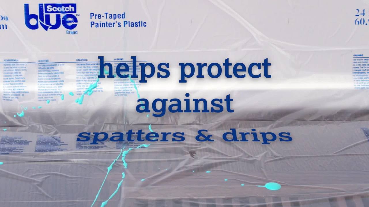 thumbnail video image 2 of ScotchBlue Multi Surface Plastic Tape and Plastic Film with Dispenser, Unfolds to 24" Wide, 2 of 11
