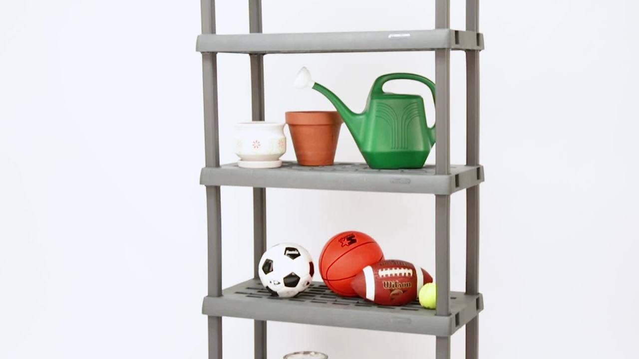 thumbnail video image 2 of Sterilite 5 Shelf Unit Plastic, Flat Gray, 2 of 12