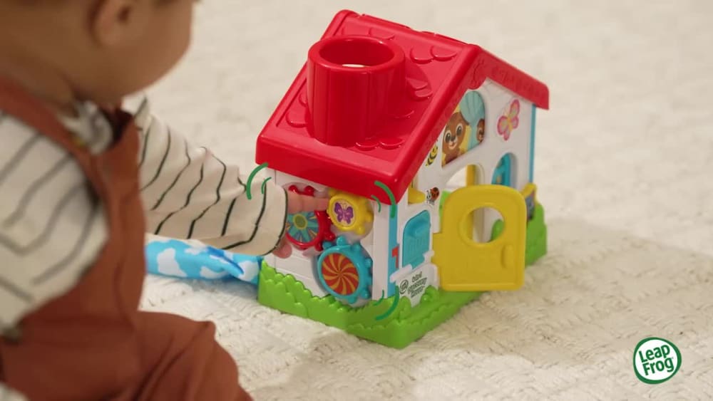 thumbnail video image 3 of LeapFrog 4-in-1 Discovery House Plastic, Elastic, Fabric with Accessories, Baby and Toddler Toys, 3 of 9