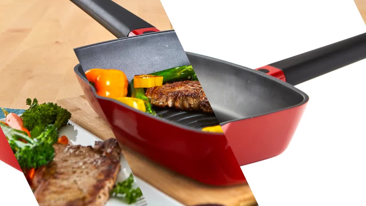 thumbnail video image 2 of IMUSA IMU-26005 11-In. Cast Aluminum Square Casserole, Red, 2 of 4