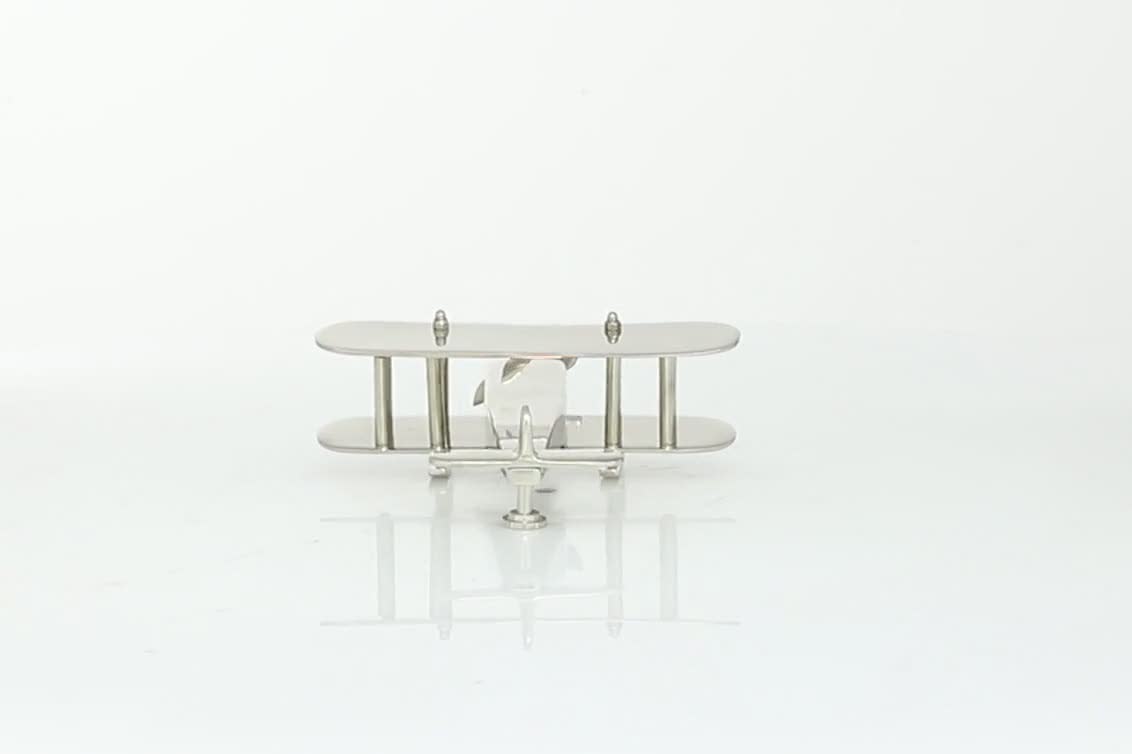 thumbnail video image 2 of DecMode Aluminum Plane Modern Sculpture Silver, 2 of 10