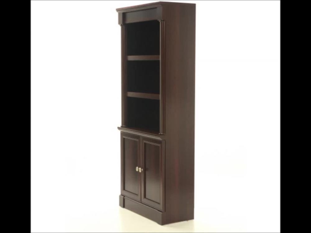 Sauder Palladia Library Bookcase with Doors, Select Cherry Finish